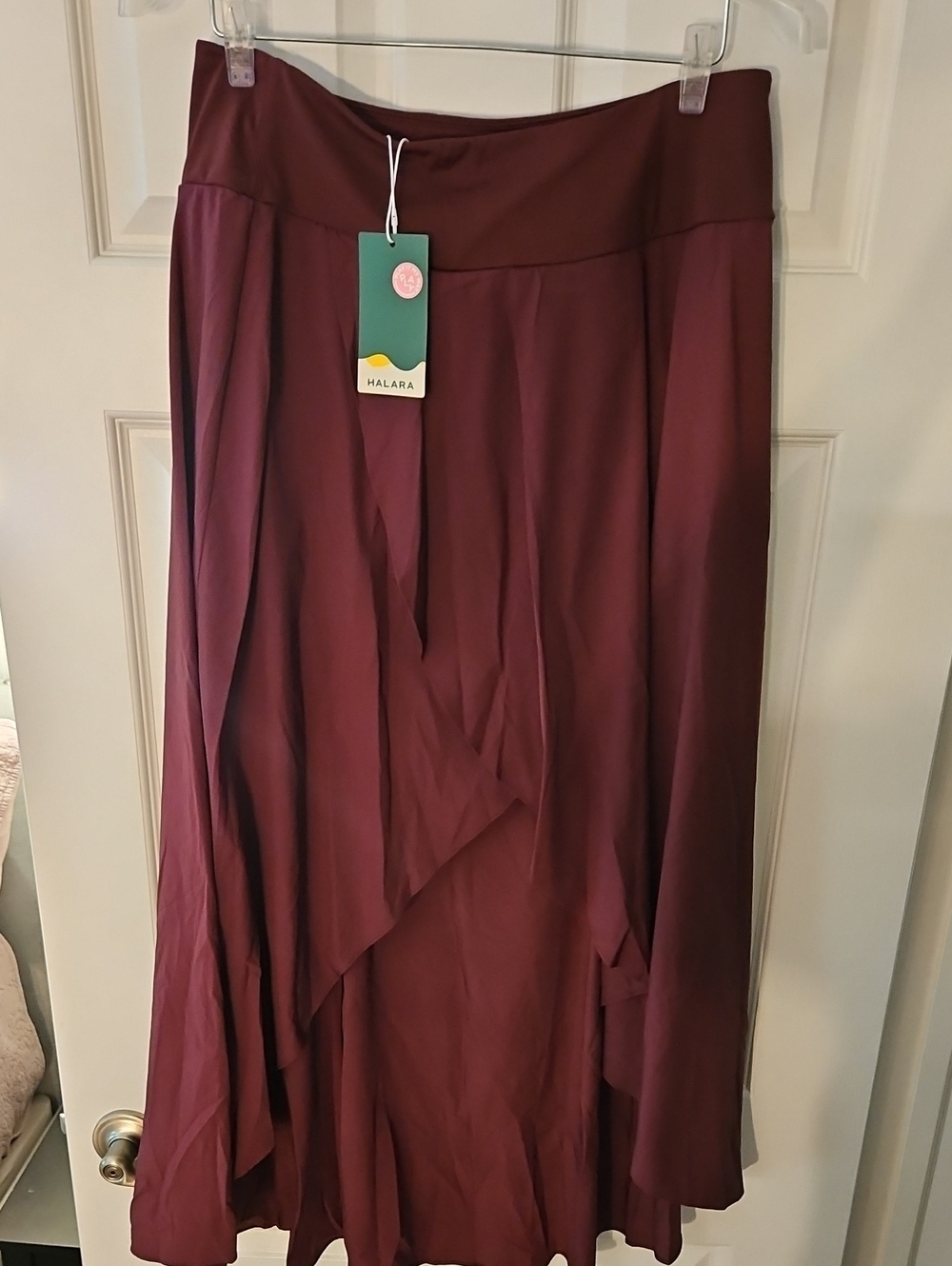 HALARA Asymetric Wine Maxi Skirt with Shorts